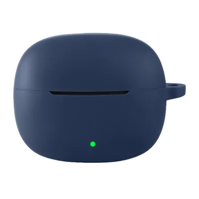 For OnePlus Nord Buds 4 Silicone Case Wireless Earbuds Protective Cover with Anti-Lost Buckle - Dark Blue