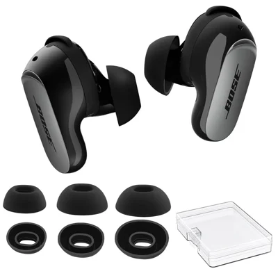 AHASTYLE WG198 6Pcs Replacement Eartips for Bose QuietComfort Ultra 2 / Ultra , Soft Silicone Earbuds Tips - Black
