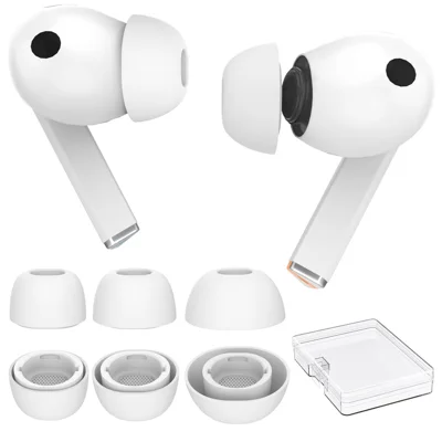 AHASTYLE WG173-2 3 Paare für Samsung Galaxy Buds4 Pro / Buds3 Pro Weiche Silikon-Ohrspitzen Ohrstöpsel mit Staubschutz - Weiß