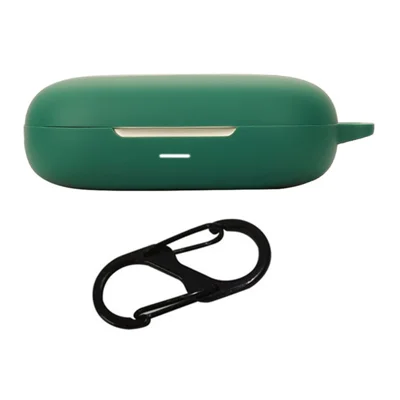 For Edifier A6 Silicone Case Wireless Earbuds Protective Cover with Anti-Lost Buckle - Blackish Green