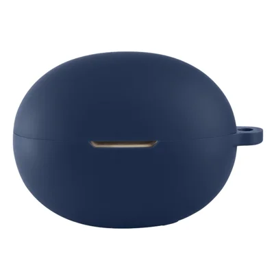 For 1MORE AiClip S52 Silicone Case Wireless Earbuds Protective Cover with Anti-Lost Buckle - Dark Blue