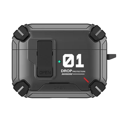 Til AirPods 4 Magnetic Høretelefon Case Telefon Stå Numerisk Design TPU + PC Stødfast Cover med Karabin - Sort 01