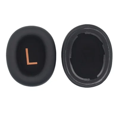 1 Pair Replacement Ear Pads for QCY H3 / H3 Lite / TOZO HT2 Protein Leather Foam Headphones Earpad Cushions - Black+Orange