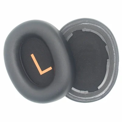 JZF-673 1 Pair for QCY H3  /  TOZO HT2 Headphone Ear Pads Protein Leather + Sponge Detachable L / R Marked Earpad Covers - Black  /  Orange