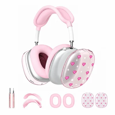 5Pcs Protective Case Set for AirPods Max  /  Max 2 Silicone + TPU Anti-Dust Anti-Scratch Cover - Pink