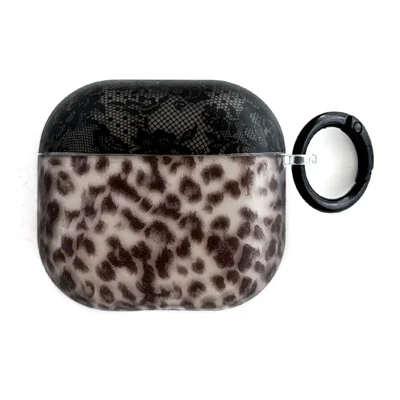 For AirPods Pro 2 / Pro Lace Leopard Print TPU Earbud Charging Case Cover with Carrying Buckle
