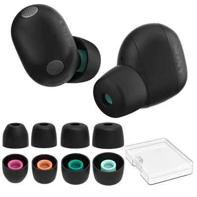 AHASTYLE WG205 4 пары силиконовых амбушюр для Sony WF-1000XM5 / WF-1000XM6, мягкие гипоаллергенные амбушюры размеров XS / S / M / L — черные