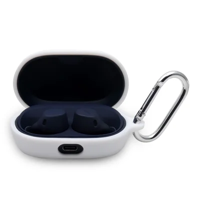 Чехол для Jabra Elite 7 Active / 7 Pro, портативный защитный чехол для наушников, мягкий силиконовый протектор с карабином — белый
