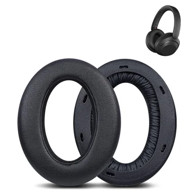 1 Pair Replacement Earpads for Sony WH-XB910N Headphone Soft Sponge Leahter Cushion Pads - Black