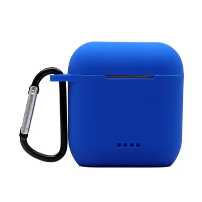 Bluetooth-compatible Earphone Protective Case for TOZO T6, Soft Silicone Charging Box Anti-drop Cover Shell with Anti-loss Buckle - Blue