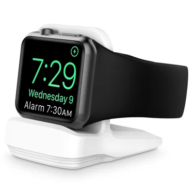 A040 Für Apple Watch Silikon-Ladegerät-Halter Desktopständer Smart Watch Ladestation - Weiß