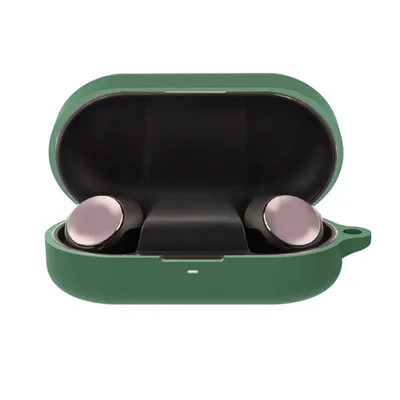 Weiches Silikon-Schutzhülle für B&O Beoplay EQ Bluetooth-kompatible Ohrhörer, stoßfestes Cover mit Anti-Verlust-Schnalle - Dunkelgrün