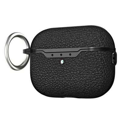 For AirPods Pro 2 Charging Case Cover Litchi Texture Bluetooth-compatible Earbuds Shockproof TPU Case with Buckle - Black