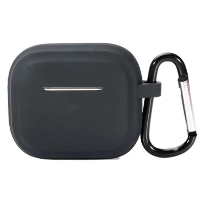 For AirPods Pro 2 Earphone Case Soft Silicone Full Body Protective Cover with Ring Carabiner Clip - Black