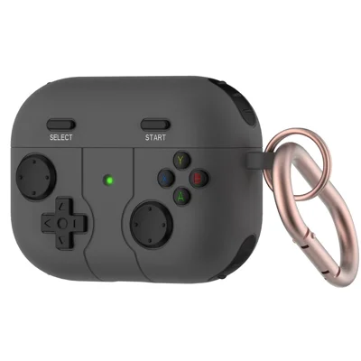 Per Apple AirPods Pro 2 / Pro Custodia in Silicone per Auricolari con Design Gamepad, Protezione Anti-Caduta con Fibbia Anti-Smarrimento - Nero
