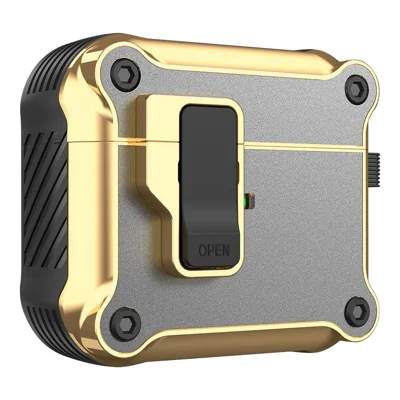 For Apple AirPods 3 Protective Cover Bluetooth-compatible Earbuds Case TPU+PC + Hardware Shockproof Cover with Auto Opening Lock - Silver