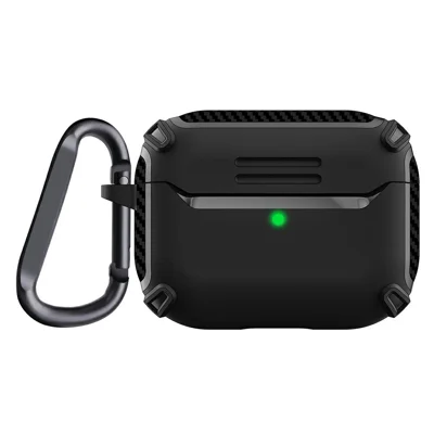 For AirPods Pro 2 Bluetooth-compatible Earphone TPU Protective Case Carbon Fiber Texture Anti-drop Cover - Black