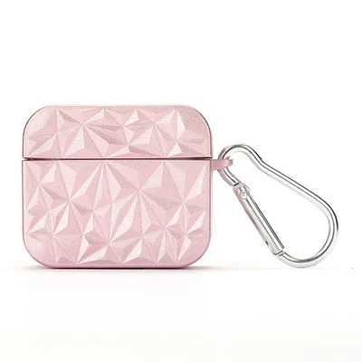 For Apple AirPods 3 Stylish Diamond Texture Protective Case Hard PC Drop-proof Cover - Pink