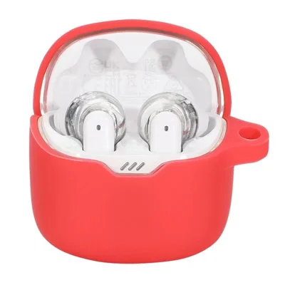 Für JBL Tune Flex stoßfester Bluetooth-kompatibler Ohrhörerschutz, Anti-Drop-Silikonhülle - Rot