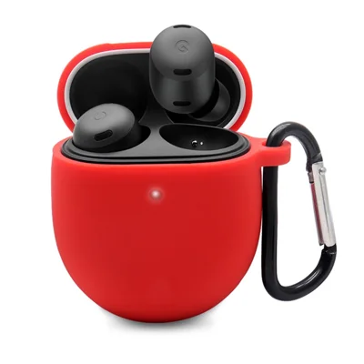 Skyddande silikonhölse till Google Pixel Buds Pro, Bluetooth-kompatibel öronpropp, dammskydd med losskyddsspänne - Röd