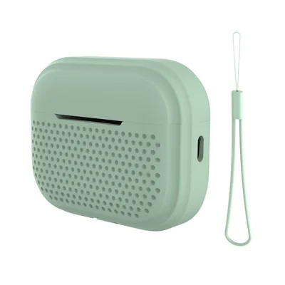 For Apple AirPods Pro 2 Radio Style Bluetooth-compatible Earphone Protective Case Anti-scratch Earbud Cover with Lanyard - Light Green