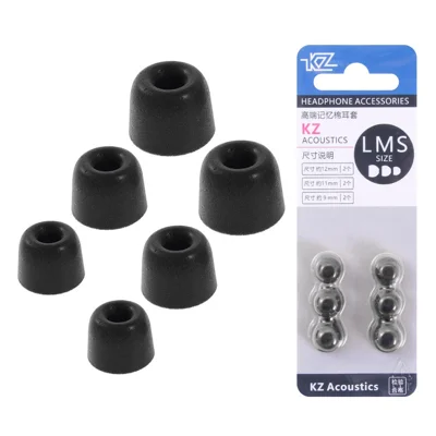 KZ 3 Pairs S / M / L Universal Earphone Tips Replacement Earbuds Memory Foam Earphone Eartips - Black