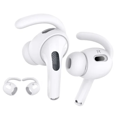 AHASTYLE PT189 1 Pair S Size Earphone Earhook Tips for Apple AirPods Pro 2, Soft Silicone Anti-slip Anti-lost Earbuds Cover Eartips - White
