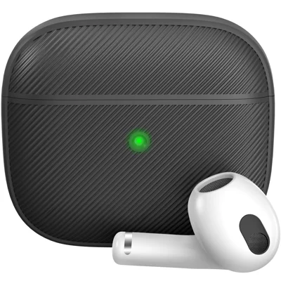 AHASTYLE PT177 For Apple AirPods 3 Stripe Design Bluetooth-compatible Earphone Drop-proof Cover  Splittable Soft Silicone Protective Case - Black