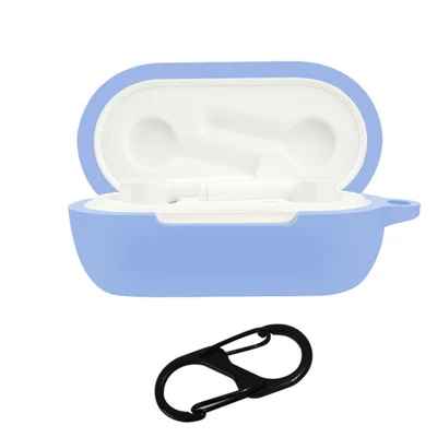 For OnePlus Buds Z Protective Silicone Case Cover Soft Skin Dust-Proof Earphone Sleeve with Anti-lost Buckle - Sky Blue