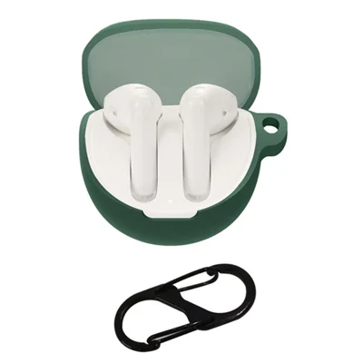 For OPPO ENCO Air3 TWS Earphone Charging Case Sleeve Cover Silicone Case with Buckle - Blackish Green