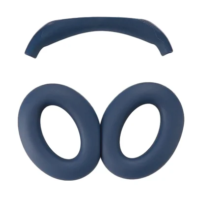 1 пара силиконовых амбушюр для наушников Bose QC45 / QC35 / QC25 / QC15 / AE2 + 1 чехол для оголовья — темно-синий