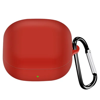 For Samsung Galaxy Buds2 Pro / Buds 2 / Live / Pro Silicone Cover Bluetooth-compatible Earphone Anti-drop Case with Anti-lost Buckle - Red