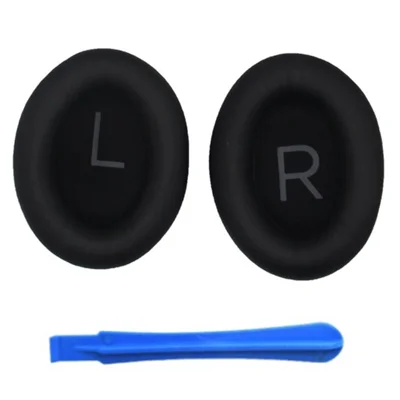 1 Pair Headphone Silicone Ear Cap for BOSE QuietComfort 45 Replacement Earpad with Crowbar - Black