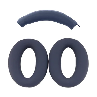 For Sony WH-XB910N Headphone Head Beam + Earpad Covers Set Silicone Protective Sleeve - Dark Blue
