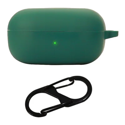 For Samsung Galaxy Buds FE Bluetooth-compatible Earphone Cover Anti-Scratch Sleeve Charging Bin Silicone Case with Buckle - Blackish Green