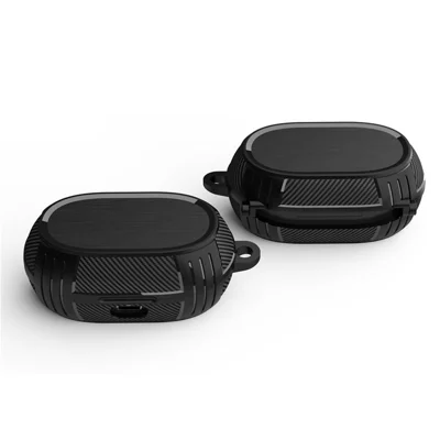 For Jabra Elite 7 Pro / Elite 7 Active Anti-Scratch Earphone Protector TPU Cover with Carrying Buckle - Black