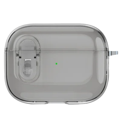 For Apple AirPods 3 Bluetooth-compatible Earphone Case Buckle Design Clear TPU Cover with Carabiner - Transparent Black