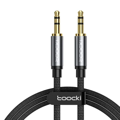 TOOCKI Q-YP05 2m Stereo Cable Cord 3.5mm AUX Audio Cable Male to Male - Grey