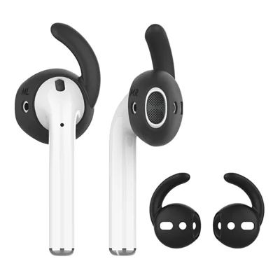 AHASTYLE PT60-3 For Apple AirPods 3 Ear Hooks Earbud Cap Lostproof Silicone Ear Tips, L - Black