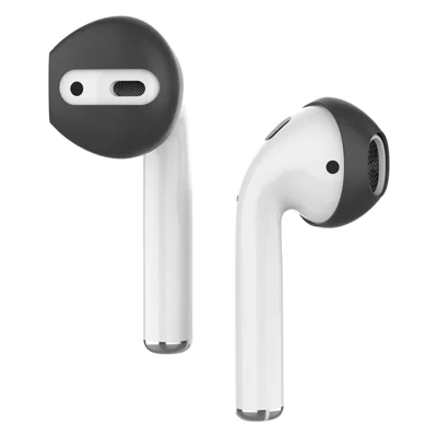 AHASTYLE PT76 For Apple AirPods 1 / 2 1 Pair Size L Slim Earbuds Cover Earphone Silicone Sleeve - Black