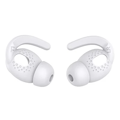 زوج واحد من أطراف الأذن AHASTYLE PT40 مقاس L لأجهزة Apple AirPods 3، غطاء سيليكون بخطاف لمنع الفقد، أبيض