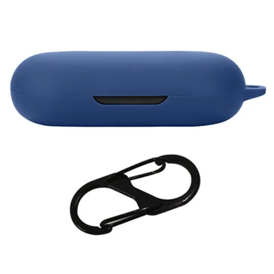 For SoundCore V30i Earphone Case Soft Silicone Shockproof Cover with Anti-Lost Buckle - Dark Blue
