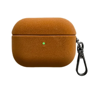 For Apple AirPods Pro 2 Bluetooth-compatible Earphone Protective Cover Suede Texture TPU Case with Metal Buckle - Brown