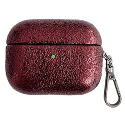 For AirPods Pro 2 Leather Texture Bluetooth-compatible Earphone Protective Cover Anti-scratch Case - Wine Red
