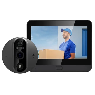C89 4.3-inch Monitor 1080P Video Viewer Door Bell Night Vision PIR Camera WiFi Smart Doorbell, Support Tuya App - Grey