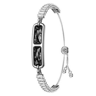 BH3 Multifunctional Health Monitoring Smart Bracelet Heart Rate Blood Oxygen Tracking Rhinestone Inlaided Wristband - Black+White