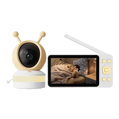 C9 Moniteur Bébé WiFi Écran HD 5 Pouces Double Mode Tuya Caméra Bébé Connectée pour Maison - Blanc + Jaune