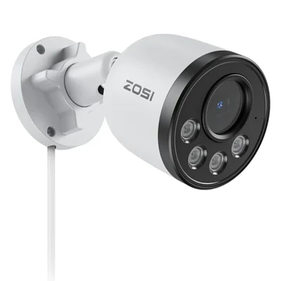 ZOSI ZG1804E 4MP PoE Add-On Security Camera Compatible with Zosi PoE NVR 2.5K Super HD 100ft Night Vision IP66 Waterproof Smart Human Detection IP Camera for Outdoor Indoor Surveillance - White