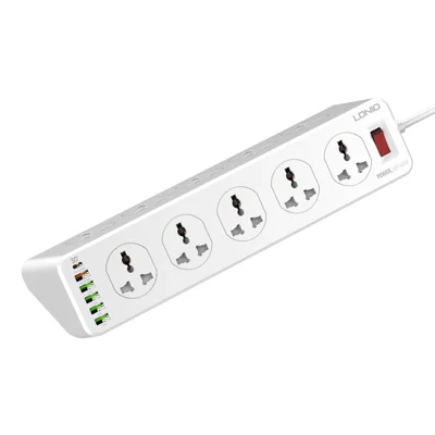 LDNIO SC10610 30W PD+QC3.0 Power Strip 10 Way Outlets and 5 USB Ports Fast Charging Port for iPhone Extension Lead Power Socket for Home Office - US Plug