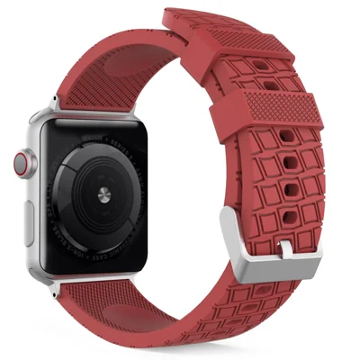 AHASTYLE WA03 Watch Strap for Apple Watch Series 12 11 10 42mm / 9 8 7 41mm / SE3 SE2 SE 6 5 4 40mm / 3 2 1 38mm Textured Silicone Band - Red